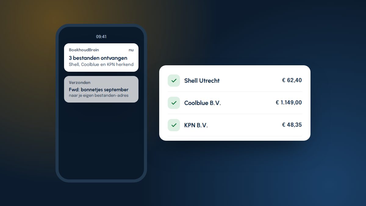 Telefoonmelding: 3 bestanden ontvangen, met Shell, Coolblue en KPN herkend